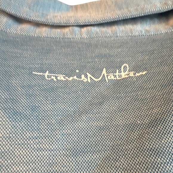 Travis Mathew XL Light Blue Polo Shirt Stripe Pocket Soft Pima Cotton Blend - Picture 7 of 7